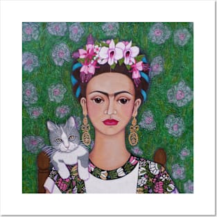 Frida cat lover closer Posters and Art